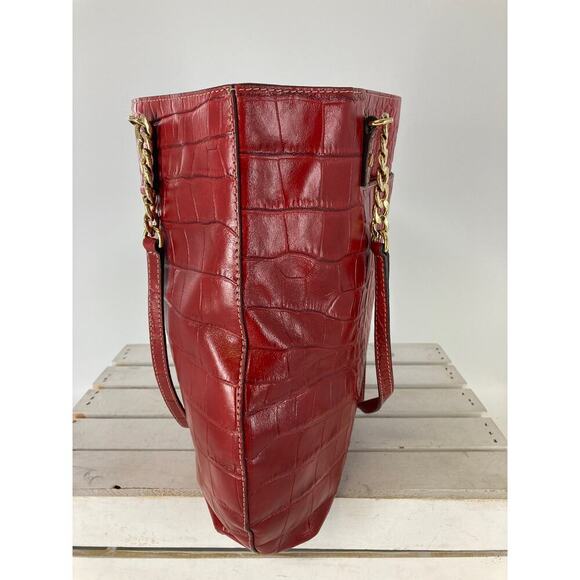 MICHEAL KORS, LARGE RED LEATHER ANIMAL PRINT SHOULDER BAG - Picture 6 of 11